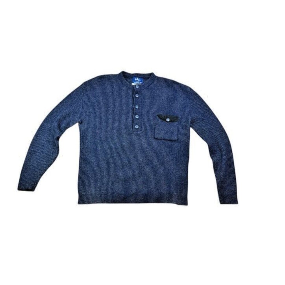 VTG Traverse Bay Woolens Wool Fisherman Sweater Mens Size Large? Henley - Pocket